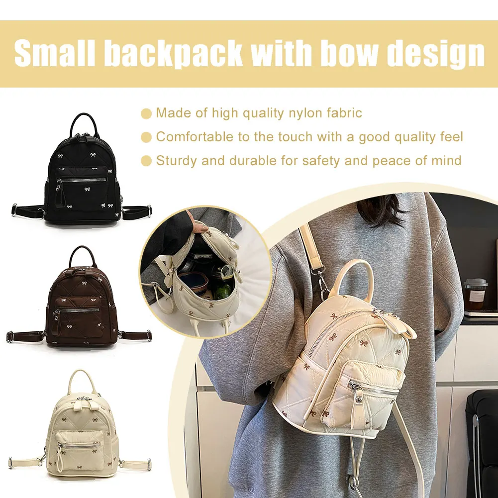 Women Casual Laptop Backpack Multi Pocket Soft Quilted Bag Trendy Padded Rucksack Outdoor Camping Picnic Bag