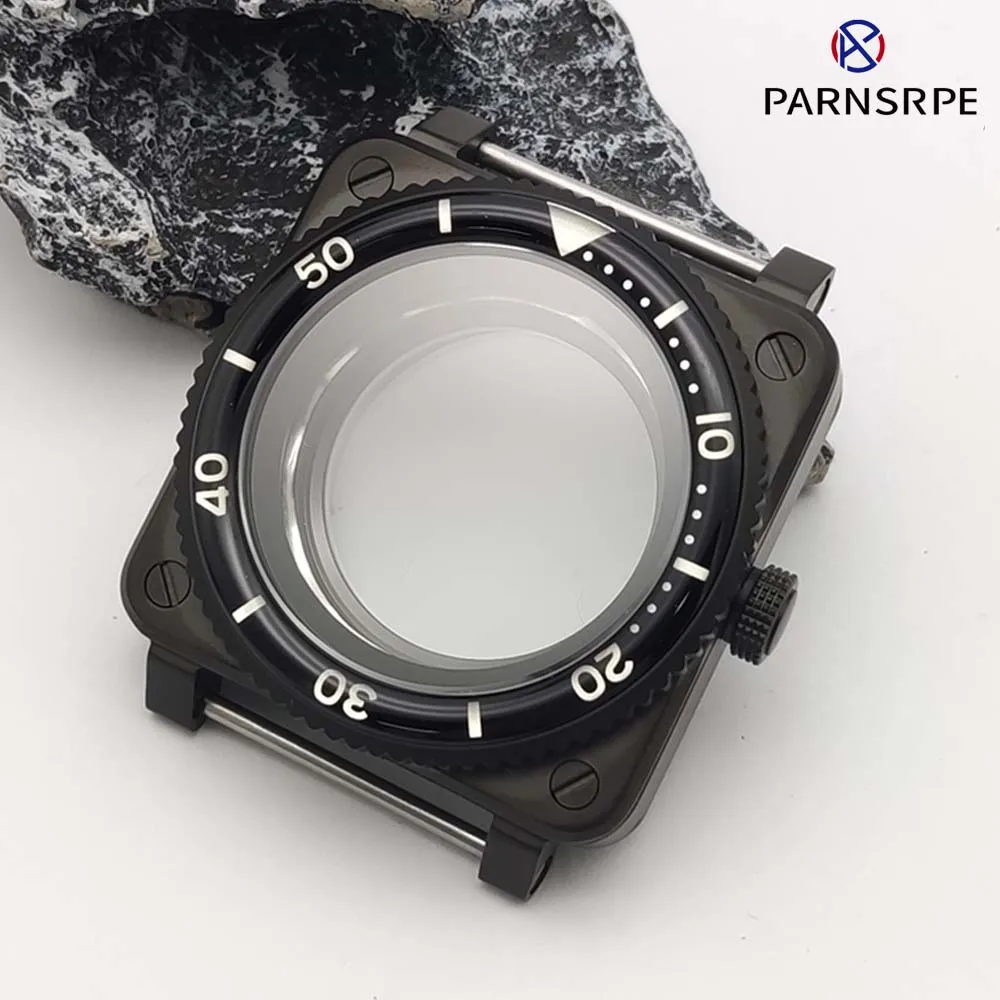 New Black Men's Watch Case for Japan NH35 NH36 Movement Sapphire Glass 316L Stainless Steel 100 Meter Waterproof Case