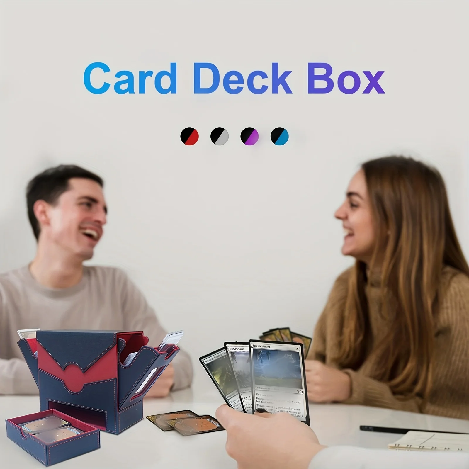 Mtg Deck Box with 45° One-Hand Quick Access - 3-IN-1 Card Deck Case Fits 200+ Double-Sleeved Cards, Portable Card Storage Box