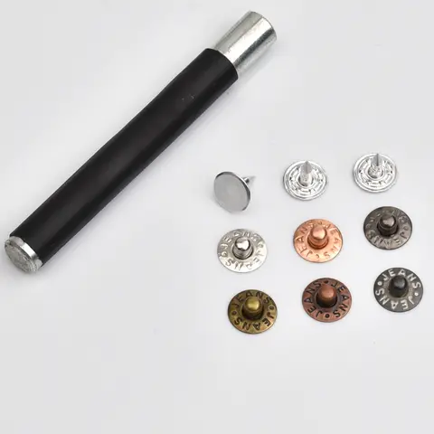 400Sets/Pack 9.5mm Brass Metal Jeans Button Rivets Stud Alum nail Fix Tool 6 color Pocket Leather Craft Bag Belt Freeship ZD-023