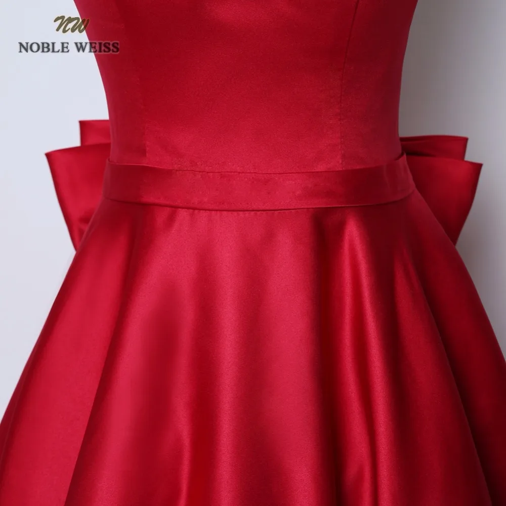 NOBLE WEISS Tea-Length New  A-Line Evening Dresses Square Collar Satin  Prom Party Gown With A Big Bow Customized