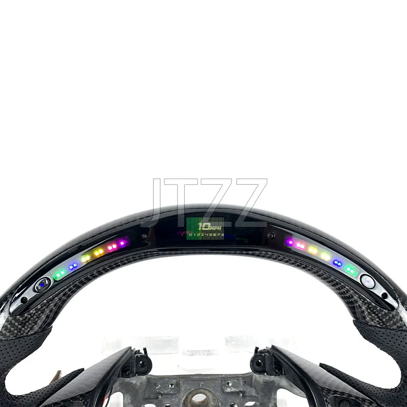 FOR Honda Civic 2007-2015 9th Generation Custom LED Screen Black Carbon Fiber Perforated Leather Style Custom Car Steering Wheel