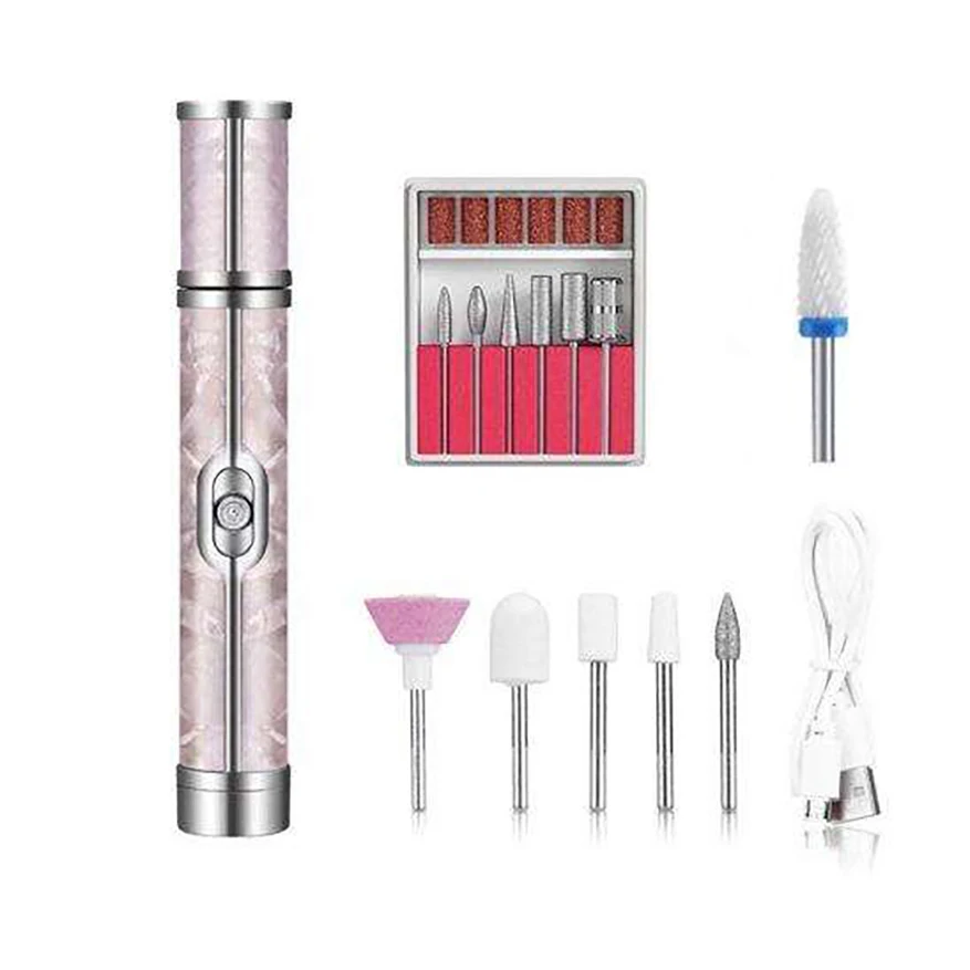 Taladro de Uñas Portátil Recargable de 20000 RPM, Máquina para Pulir y Afilar Uñas, Set Profesional para Manicura en Casa o Salón