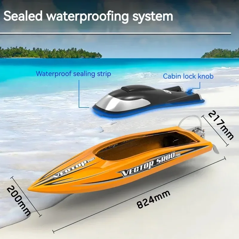 Orlans 80cm grande motor sem escova de alta velocidade lancha de controle remoto, resistente a quedas e à colisão brinquedo modelo de navio rc