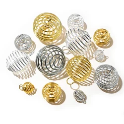 10-30Pcs/lot 9-25mm Metal Spiral Beads Cages Pendants Hollow Bead Caps For DIY Charms Jewelry Making Supplies Accessories