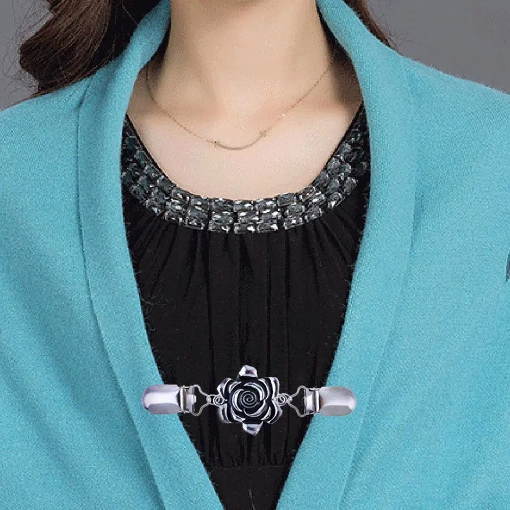 ندفة الثلج روز شكل حجر الراين الديكور سترة بلوزة دبوس شال بروش قميص طوق دبابيس سترة كليب بطة كليب المشابك