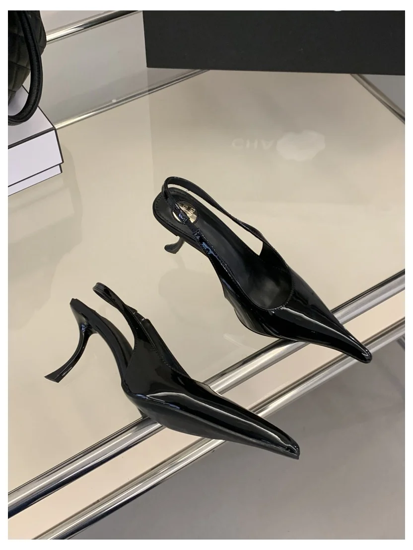 2026 SPring New Brand Pointed Toe Slingback Sandal Thin Heel Pumps Shallow Slip On Ladies Elegant Sandal Fashion Pumps For Party