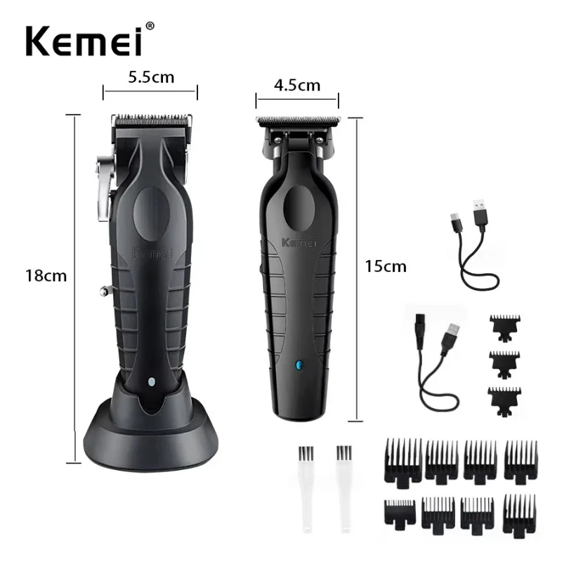 Kemei 2296 Barber Cordless Hair Cutting Machine Kemei 2299 Barber Cordless Hair Trimmer 0mm Zero Gapped Carving  Machine