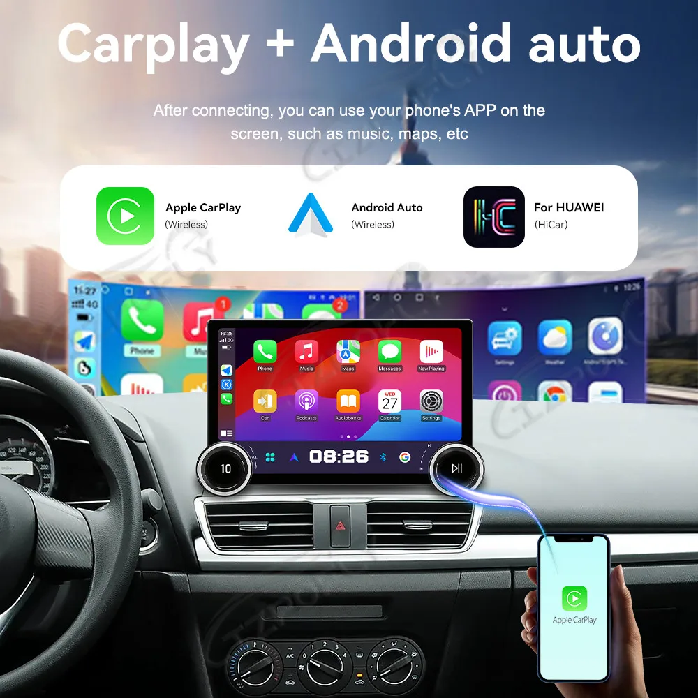 Lizpofly 11.5-inch Upgrade Car Radio For Mazda 3 2010–2015 with Wireless Carplay & Android Auto, Touchscreen & GPS Navigation