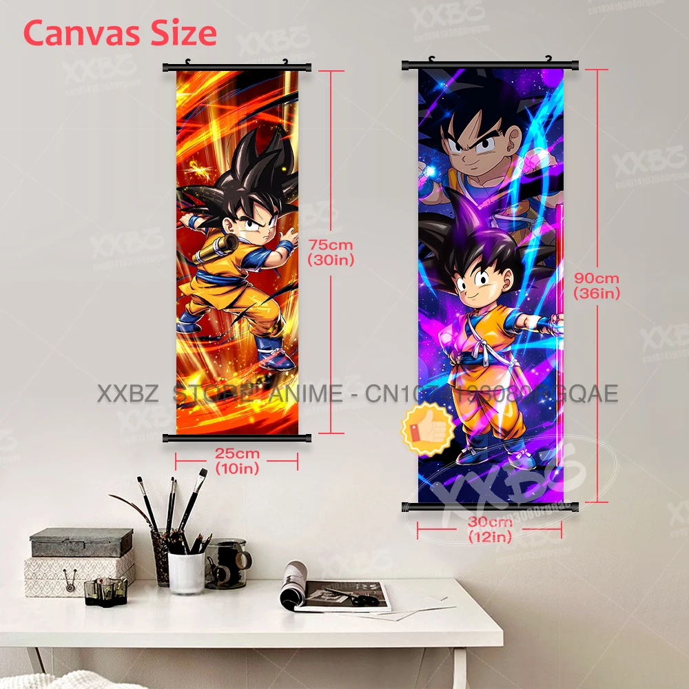 Anime Dragon Ball Poster Son Goku Wandkunst Schriftrollen Bild Japanische Cartoon Dekorative Hängende Malerei Hot Blooded Room Decor – Detail 5