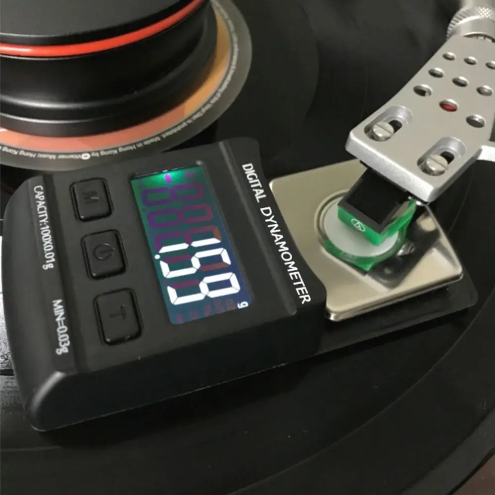 

Small Size Digital Turntable Force Scale Backlight Design LCD Screen Stylus Force Gauge Black Color Portable