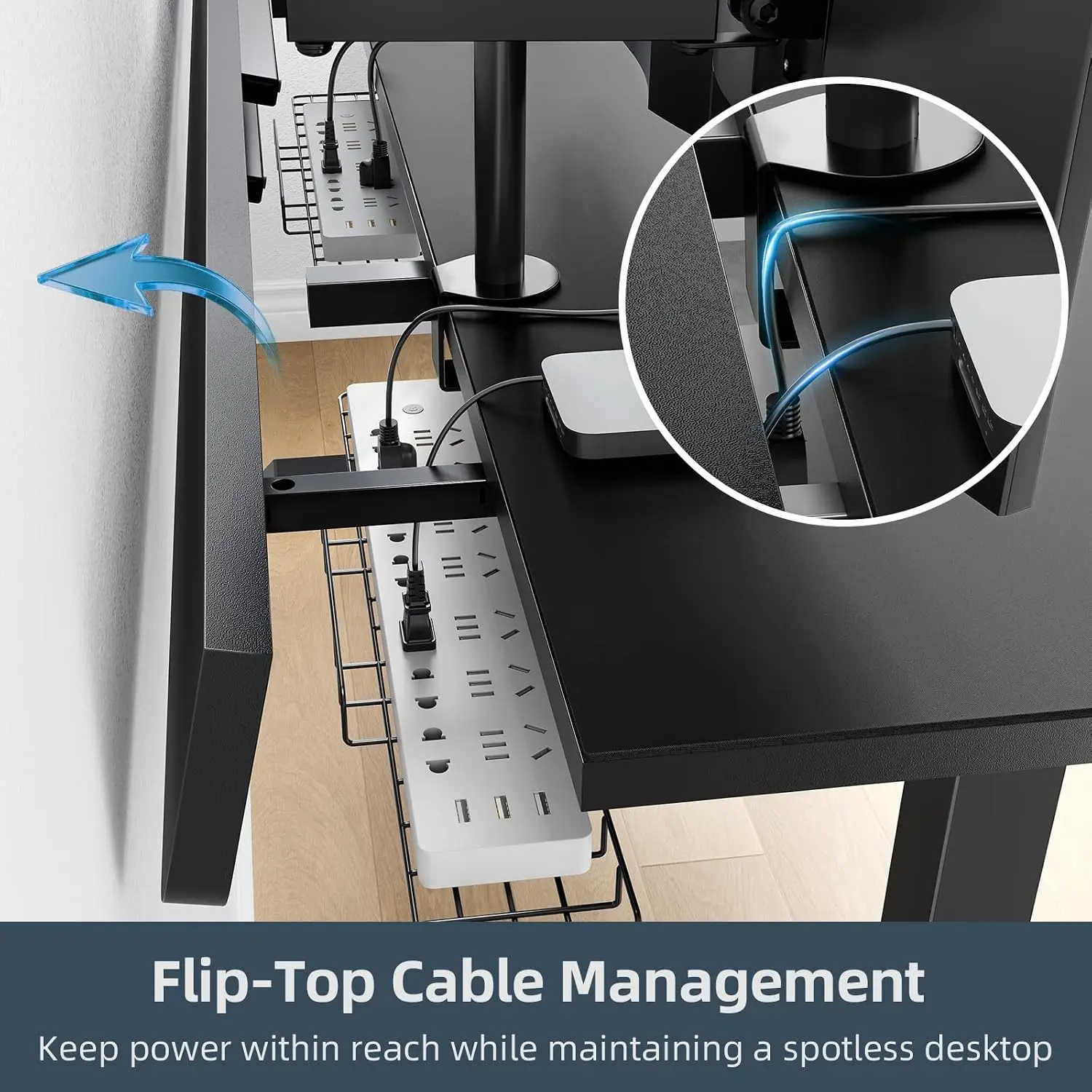 60x30 Inch Electric Standing Desk With Flip-Top Cable Management, Customized