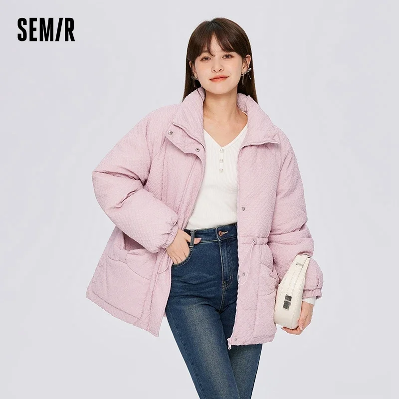 Semir Cotton Coat Women Bow Small Fragrant Texture Sweet Coat 2023 Winter New Loose Waist Thick Cotton Coat