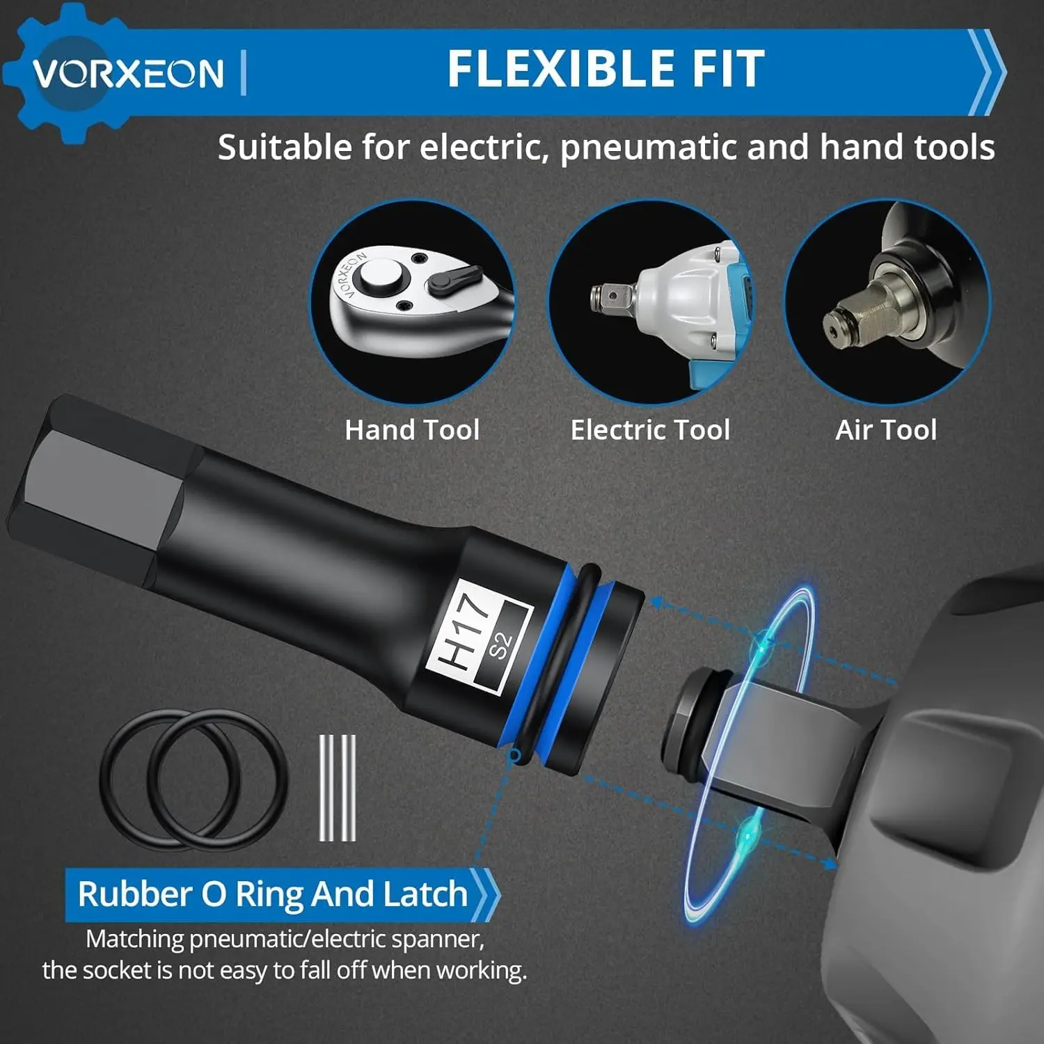 8 قطعة 1/2 "محرك متري تأثير ألين عرافة مجموعة مقابس S2 سبائك الصلب قطعة واحدة مزورة مع حقيبة للتخزين 5 مللي متر-19 مللي متر #5