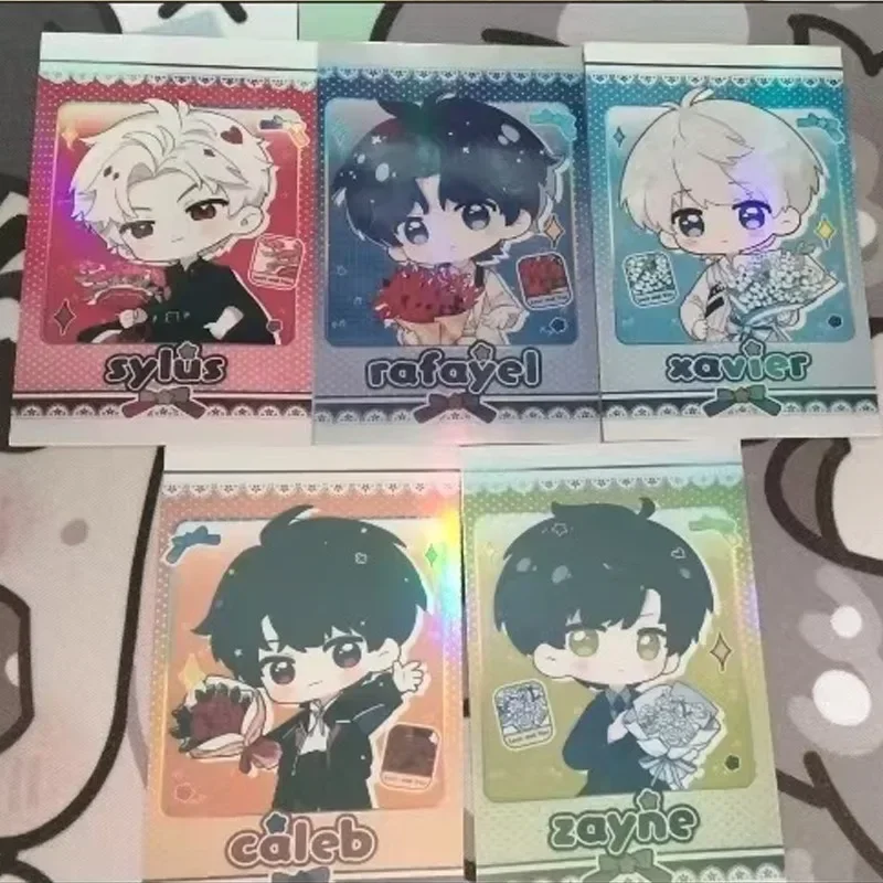 New 5Pcs/Set Love and Deepspace Laser Card Xavier Zayne Rafayel ralayo Sylus Caleb Cosplay Rounded Corners LOMO Card Postcard