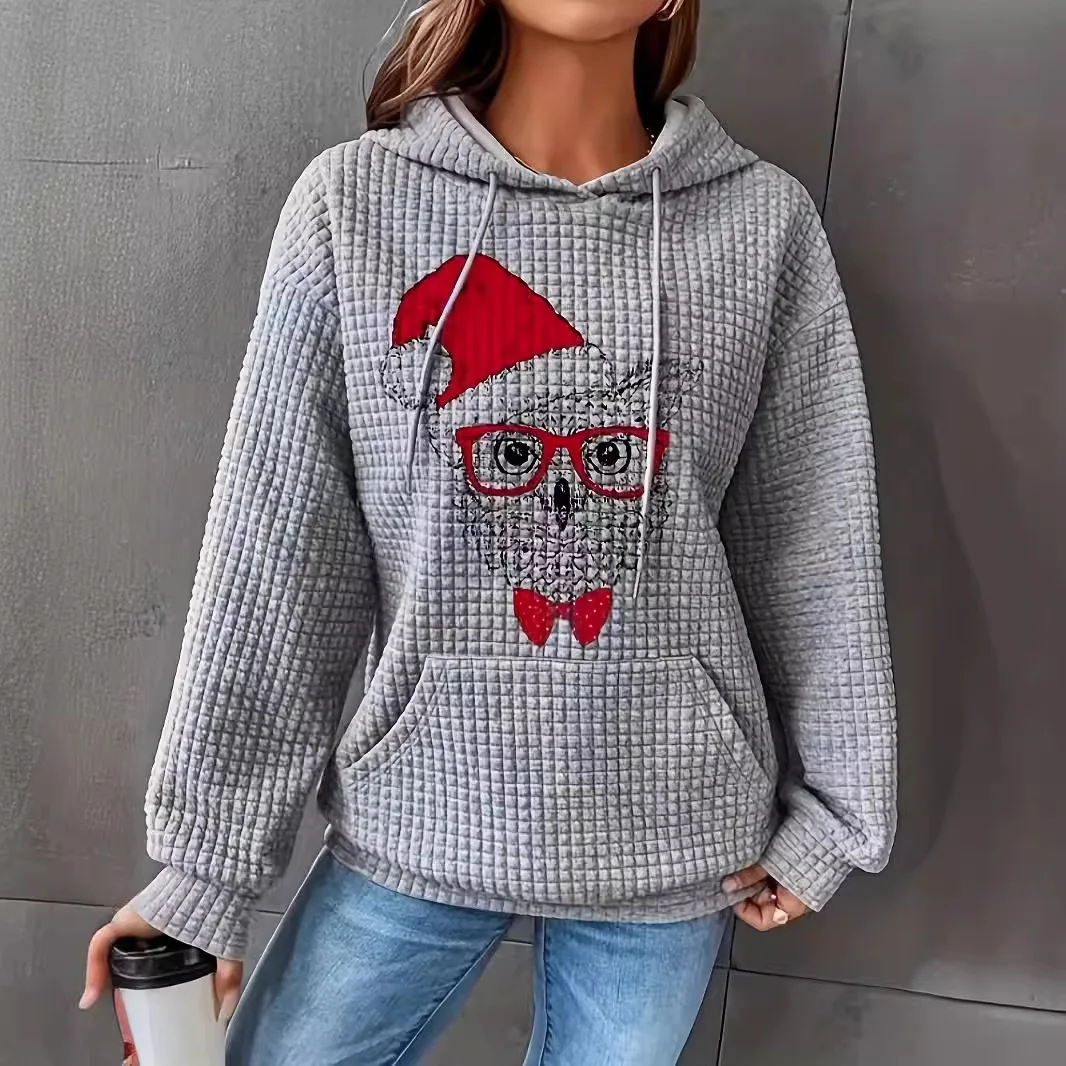 2024 autumn winter women's new Europe and the United States small style loose long-sleeved hoodie printed hooded top