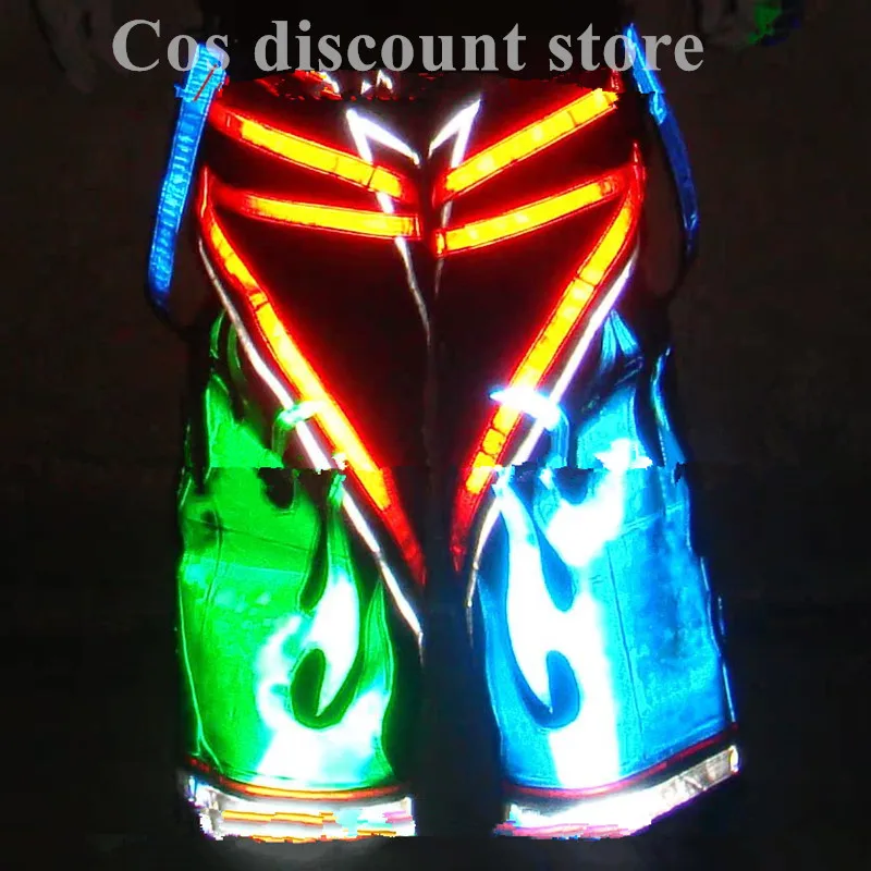 

Cool Fire Pattern Night Vision Ghost Walk Costume Reflective Pants Shuffle Ghost Dance Pants Luminous Pants Casual Trousers