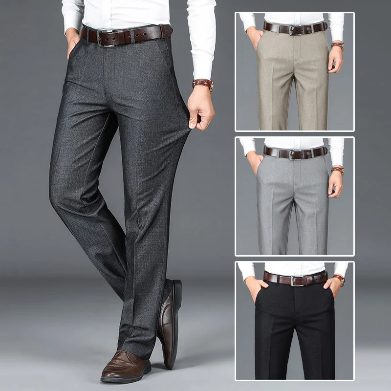 Men's Chic Business Work Hot Sale Suit Pants Middle-age Large Size 29-40 Trousers High Quality Baggy Formal Occasion Pants Male