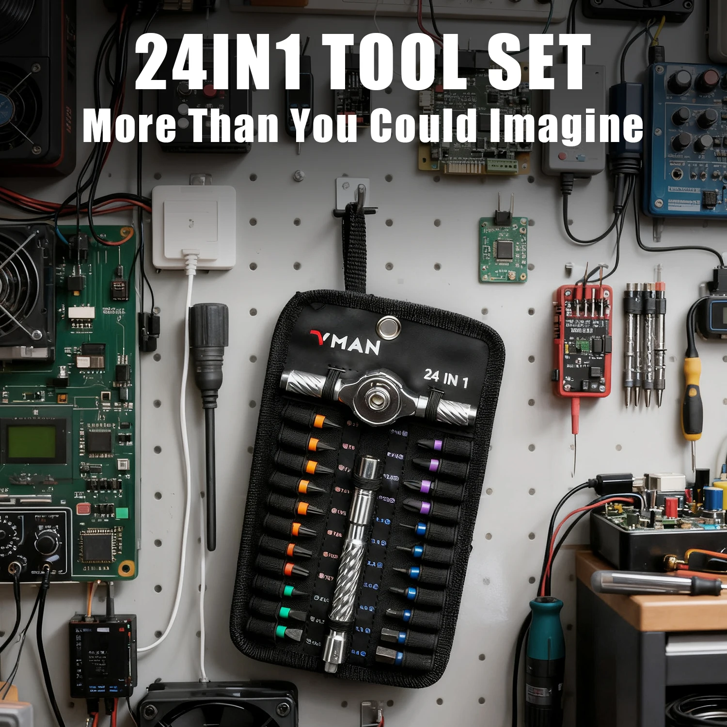VMAN 24 RS1 Multi-Purpose Ratchet Screwdriver Set 24 in 1 S2 Steel Magnetic Screwdriver Bits Repair Tools Combo Handle