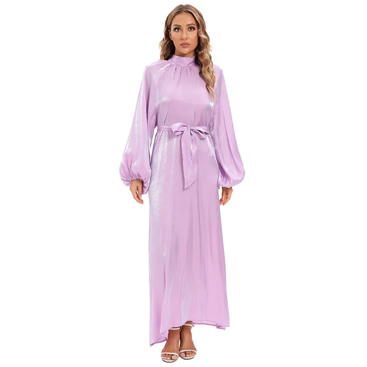 Abaya – robe longue en Polyester pour femmes musulmanes, élégante, manches longues, couleur unie, vêtements Maxi, tenues pour femmes musulmanes, automne