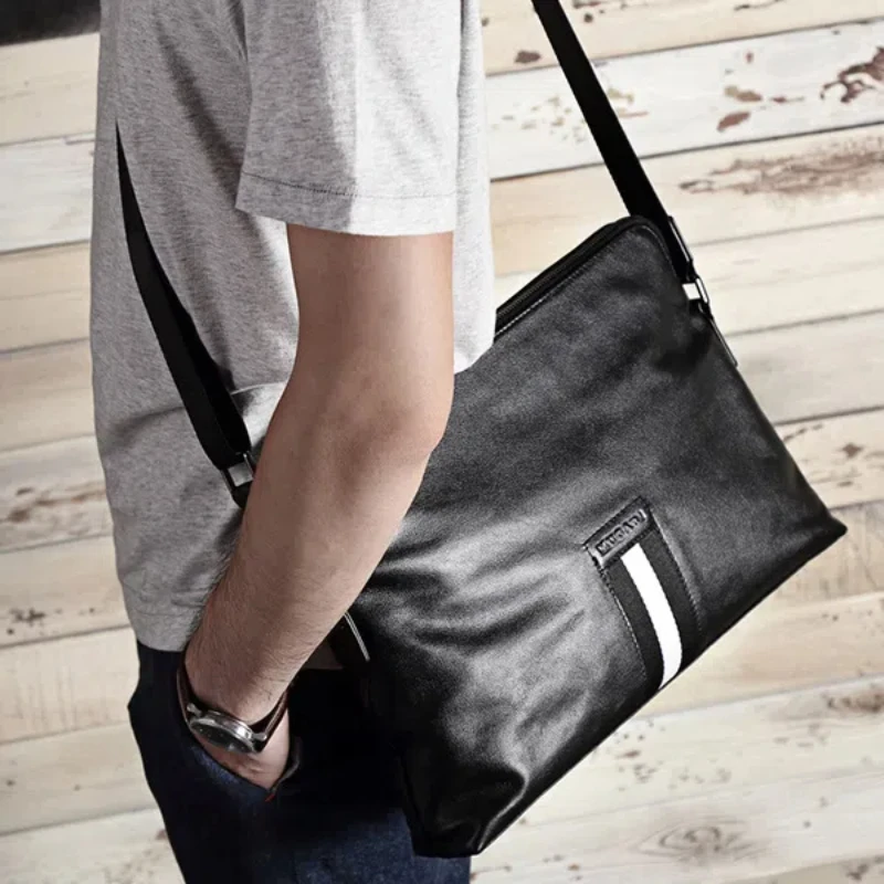 Bolso de hombro de cuero resistente al desgaste para hombre, bandolera informal de negocios, maletín de moda, nuevo