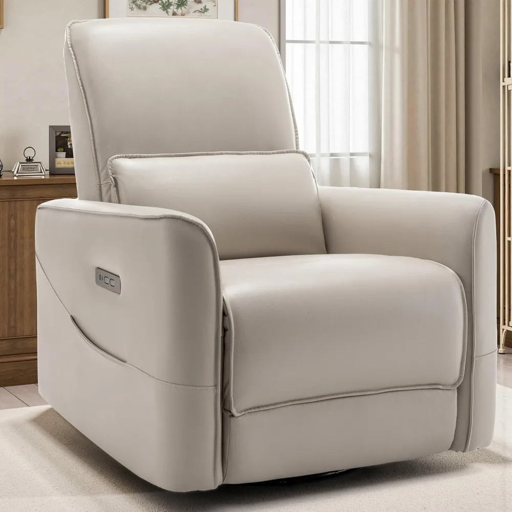 Nursery Glider Recliner Chair, Power Rocker Swivel Recliner with USB and Type-C Ports, Electric Reclining for Adults with Stream