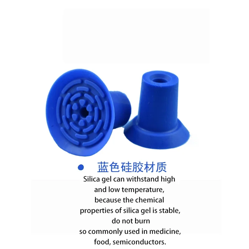 Industrial blue pneumatic bag-opening vacuum suction cup. Silicone suction nozzle accessories: F18, F22, F26, F33
