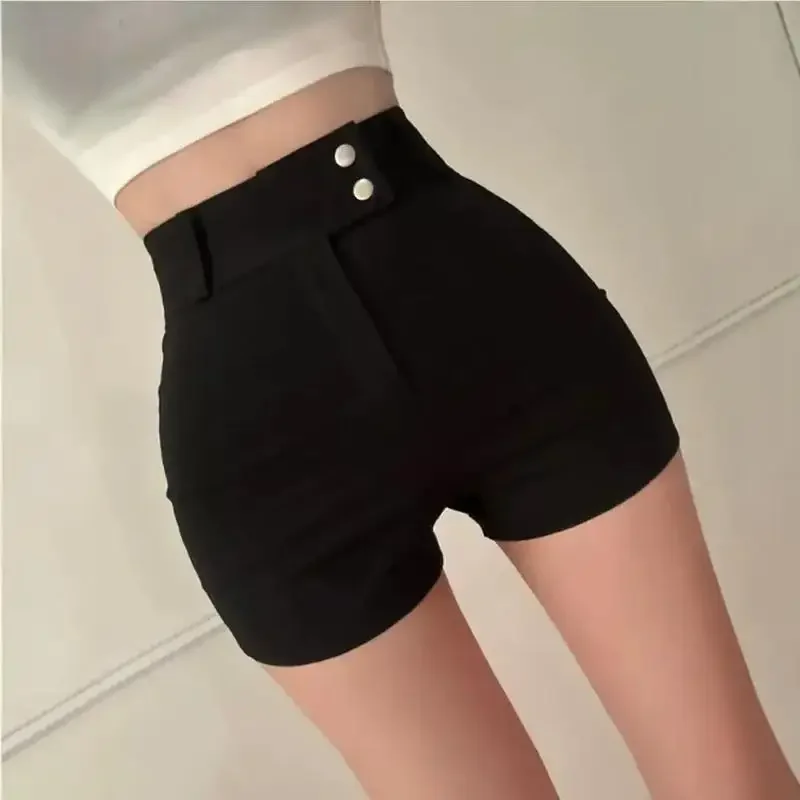 Branco de cintura alta elástica emagrecimento ort calças femininas verão 2025 nova versão coreana versátil camada base calças quentes