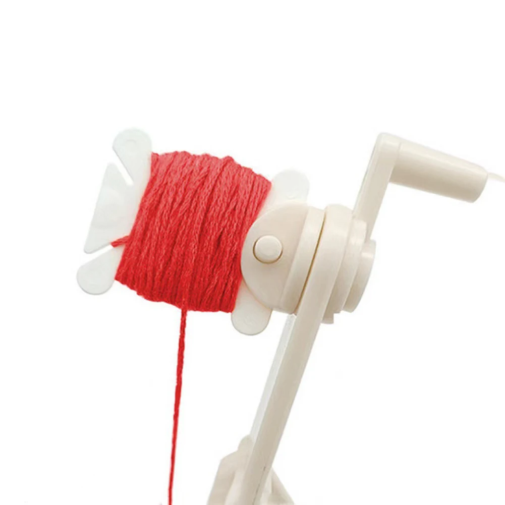Hand Crank Winder Thread Rewinder Fork-shaped Clamp Base Wall Mountable Hole Portable Plastic Construction For Wire Spools