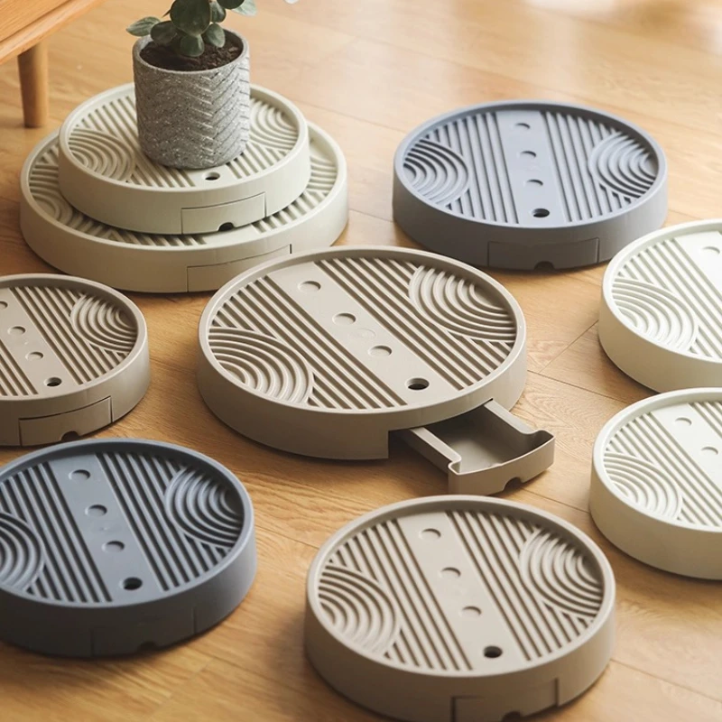 

Invisible Moving Planter Base Thickened Plastic Universal Wheel Tray Rotating Flower Pot Saucer with Drainage Mobile Plant Stand