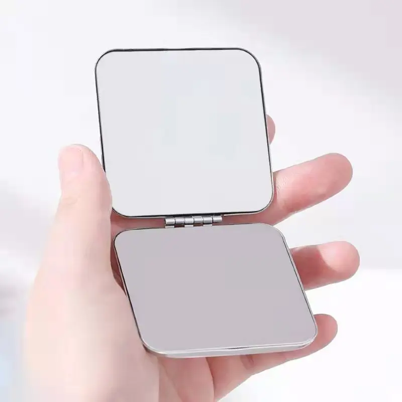 개인화 된 휴대용 여성 스테인레스 스틸 메이크업 거울 핸드 포켓 접힌 측면 화장품 메이크업 거울 작은 다양한 모양