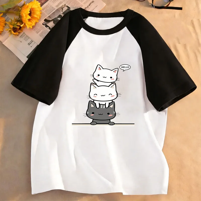 Happy Cat Funny Short Sleeve T Shirts Manga Kids Children's T-shirt Boys Girls Summer Spring Casual Top Tee Shirt