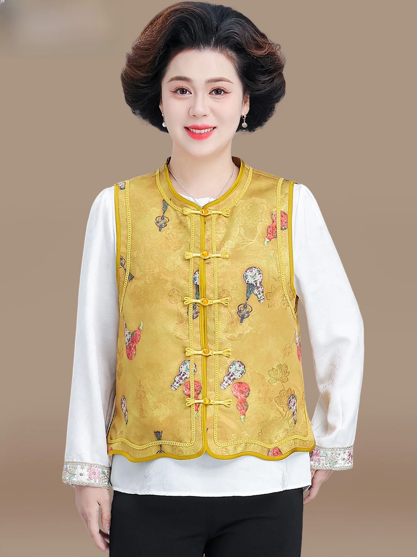 

Новая китайская жилетка-пальто для женщин среднего возраста, весна-осень, в национальном стиле, дышащая, легкая, из полиэфирного волокна