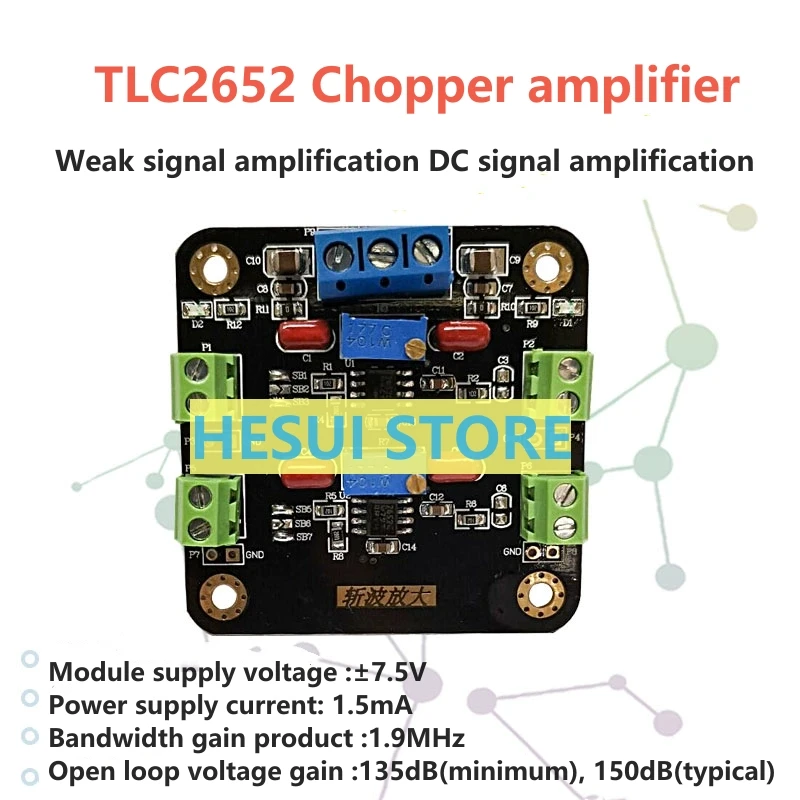 TLC2652 module weak signal amplification DC signal amplification chopper amplifier dual channel