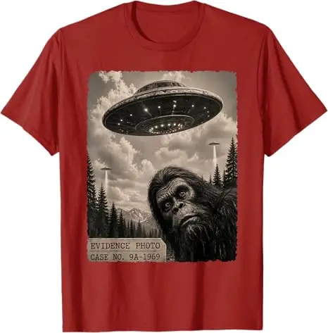 Y2K Jungenmode Lustiges Bigfoot-Grafik-T-Shirt Alien UFO Vintage Beweisfoto T-Shirt Humor UFO Sasquatch Believers Grafik-T-Shirt – Detail 9