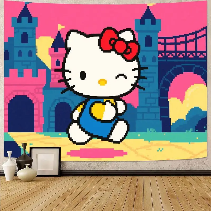 

1 шт., настенный гобелен с милым мультяшным котом, красочный полиэстер, декор для спальни, гостиной, подарок для фанатов Kawaii и коллекционеров