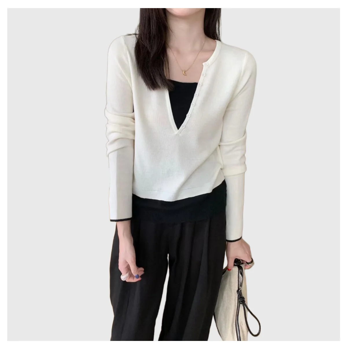 Frauen Frühling und Herbst Neue Mode Pullover Pullover Langarm dame Gestrickte Top Koreanischen Stil Top 2025, Grundlegende stil