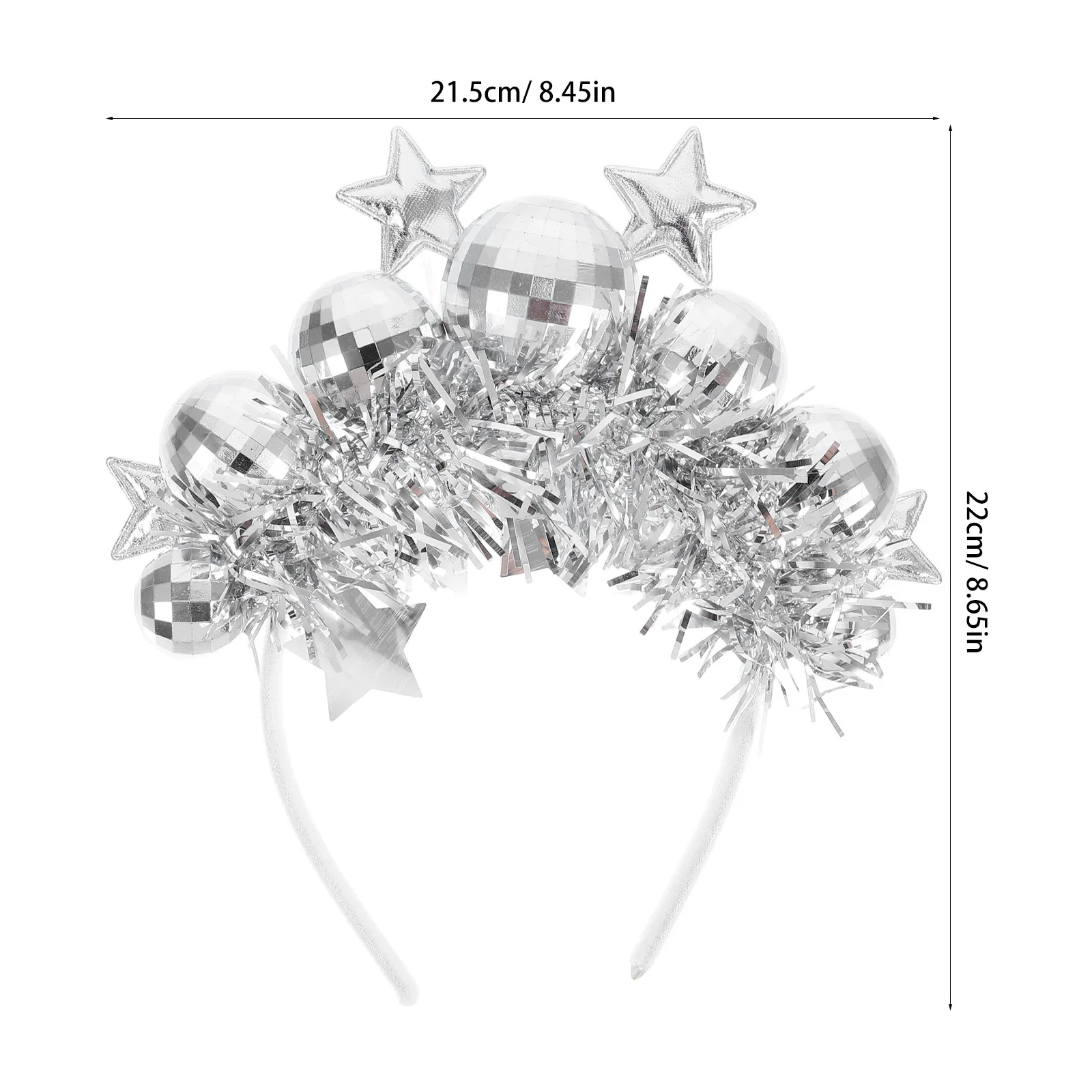 Sparkling Disco Ball Headband for Girls and Women Metallic Finish with Flowing Tinsel Strips Festive Hair Ornament for Birthday