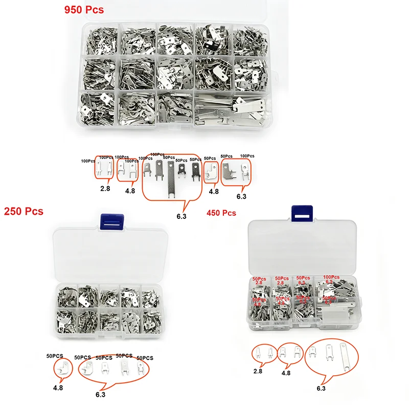 2.8MM 4.8MM 6.3 MM Tin-Plated Brass Lnserts Plug Circuit Board Insert  Thickness 0.8 PCB Welding Sheet