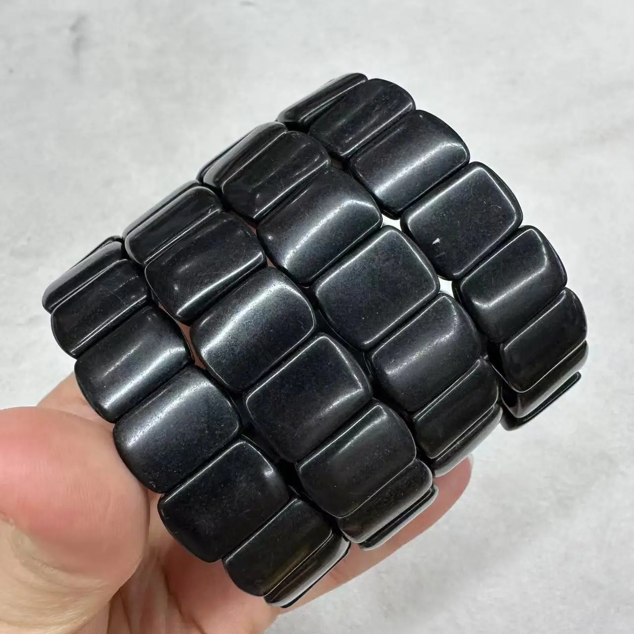 

Браслет из бусин из натурального русского шунгита ААА, ювелирный браслет из натурального энергетического драгоценного камня для женщин и мужчин, подарок оптом!