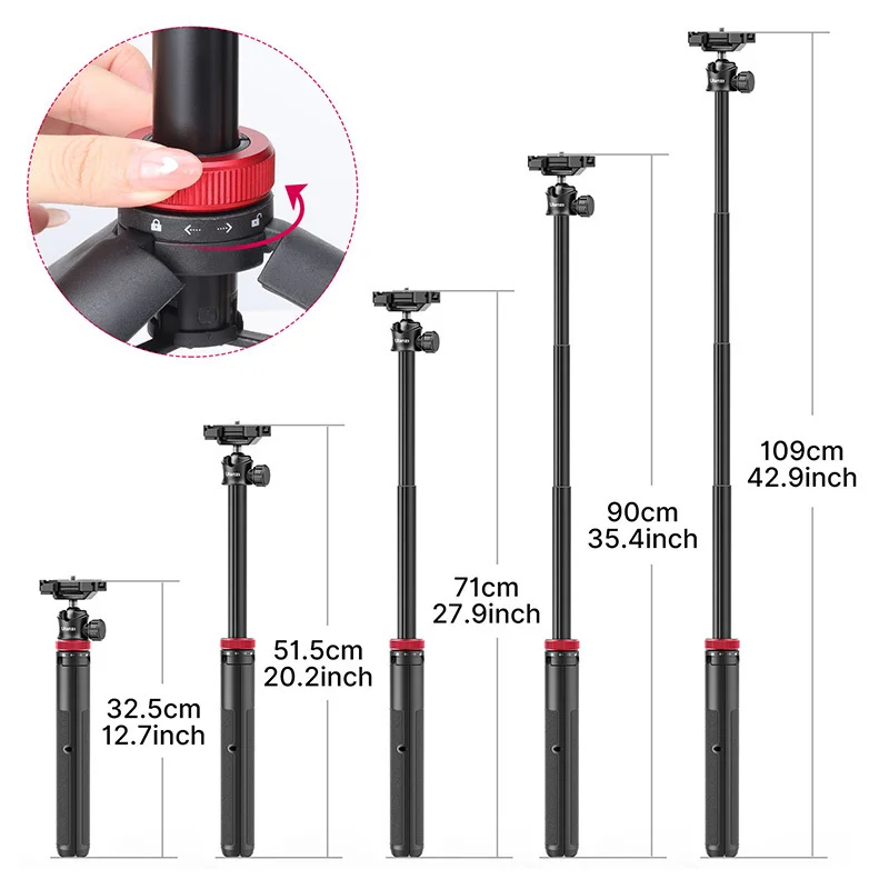 Ulanzi MT-44 Extend Camera Tripod Smartphone Vlog Tripod With Phone Mount 1/4 Screws Cold Shoes For LED Microphone Light