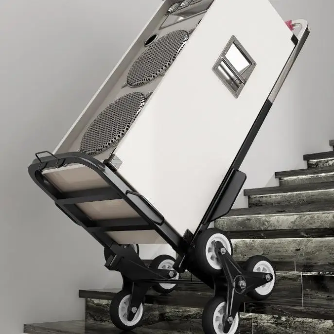 

Portable Manual Stair Climbing Hand-Pulled Cargo Cart Non- Moving Vehicle for Home Use Iron Body Retractable Handle