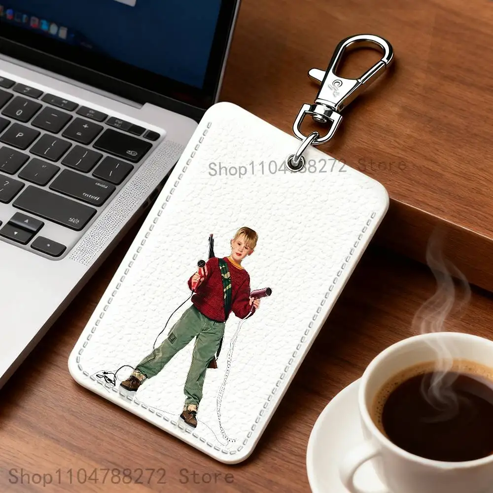 Merry Christmas Custom Access Card Case Leather Card Holder Keychain Key Ring Transportation Card Case Gifts