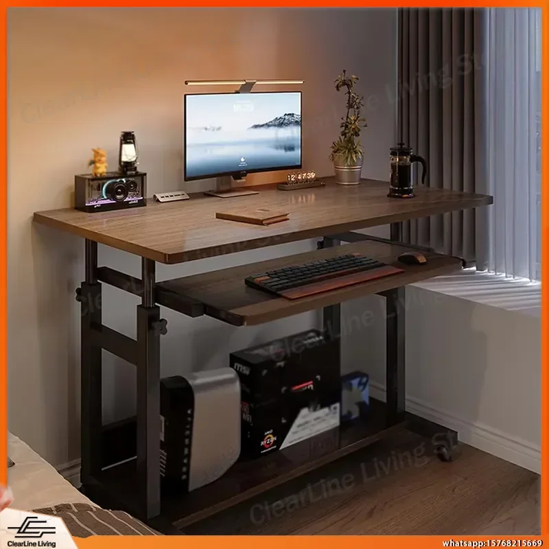 adjustable-height-computer-desk-with-casters-small-mobile-office-desk-wooden-writing-table-over-bed-table-laptop-desk-for