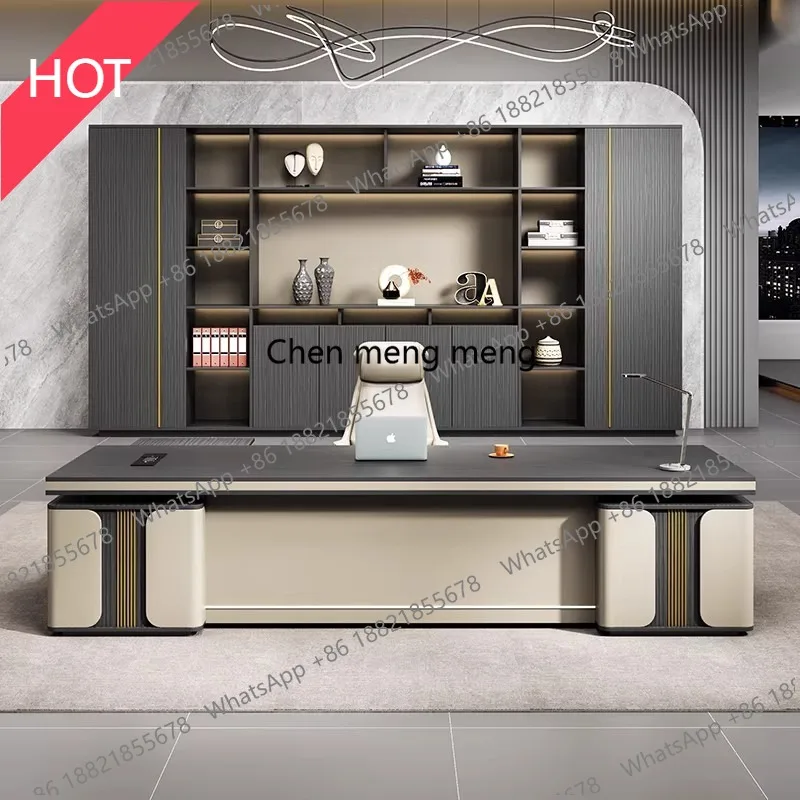 A49 Light Luxury Boss Office Desk and Chair Combination Office Desk Manager Supervisor President Taipan Desk Office Furniture