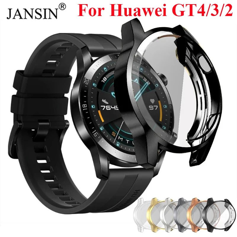 Защитный чехол Jansin для Huawei Watch GT4 GT3 GT2 46 мм, полное покрытие, защита экрана, защитные направляющие для часов-бам...