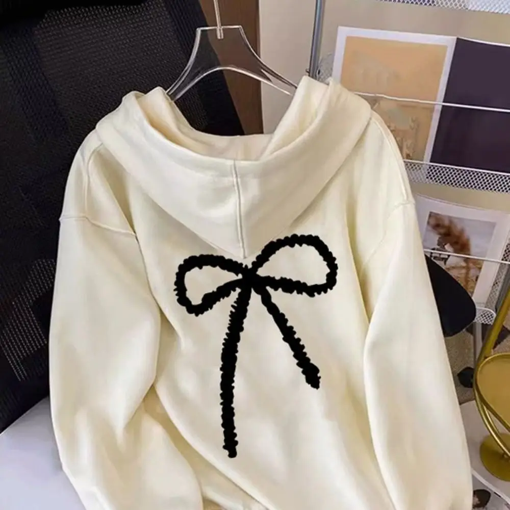 Soft Sweet Bow Girl Bowknot Hoodie Loose Long Sleeve Teens Autumn Hoodie Child Coat Y2k Coat Girls Autumn Winter