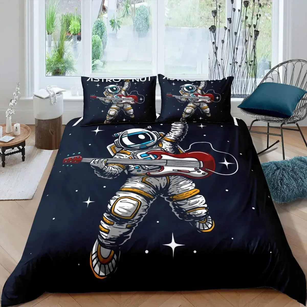 Space Astronaut dekbedovertrekset voor jongens meisjes kinderen Twin beddengoed set Galaxy Space themed slaapkamer decor polyester dekbedovertrek