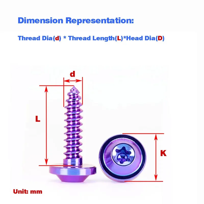 Titanium Alloy Flying Saucer Head Internal Plum Blossom Self Tapping Screw Modified Bolt Lightweight High Strength