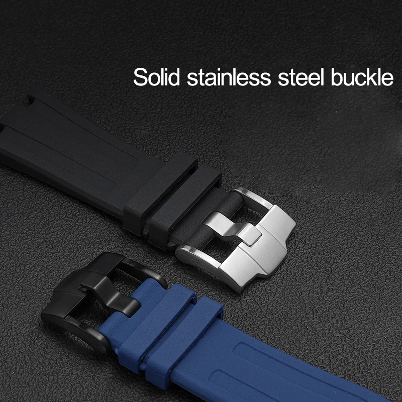 28mm Black Blue 15703 Nature Rubber Silicone Watchband Men Watch Strap Band For AP Watch Audemars And Piguet belt logo tools